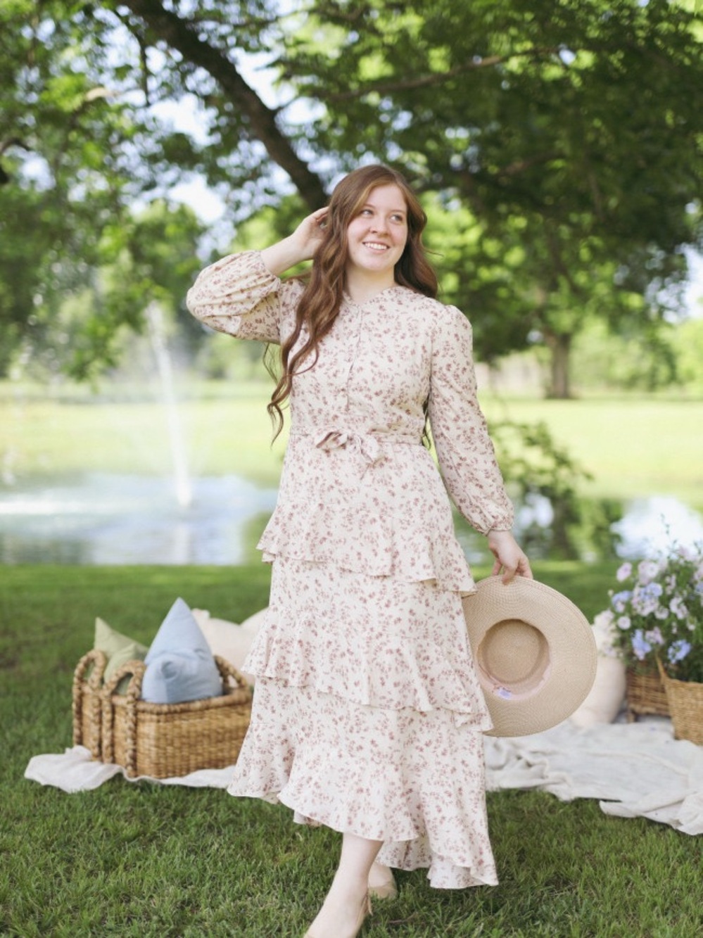 Dainty Jewells Cream Maxi Dress with Pink Floral Print